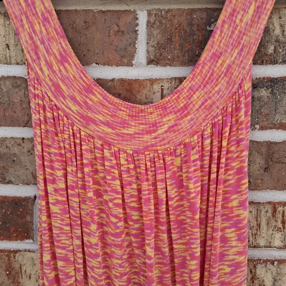 Free People Space Dye Tunic Dress Top Pink Yellow Sz.L Boho FP Spring Beach - Picture 3 of 13